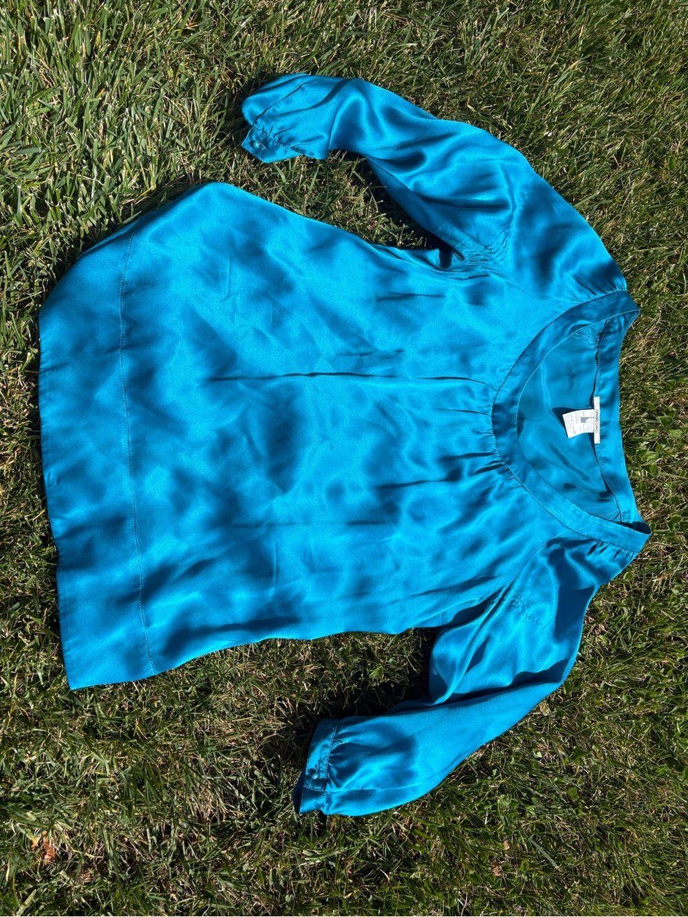 Gerard Darel Turquoise Satin Blouse